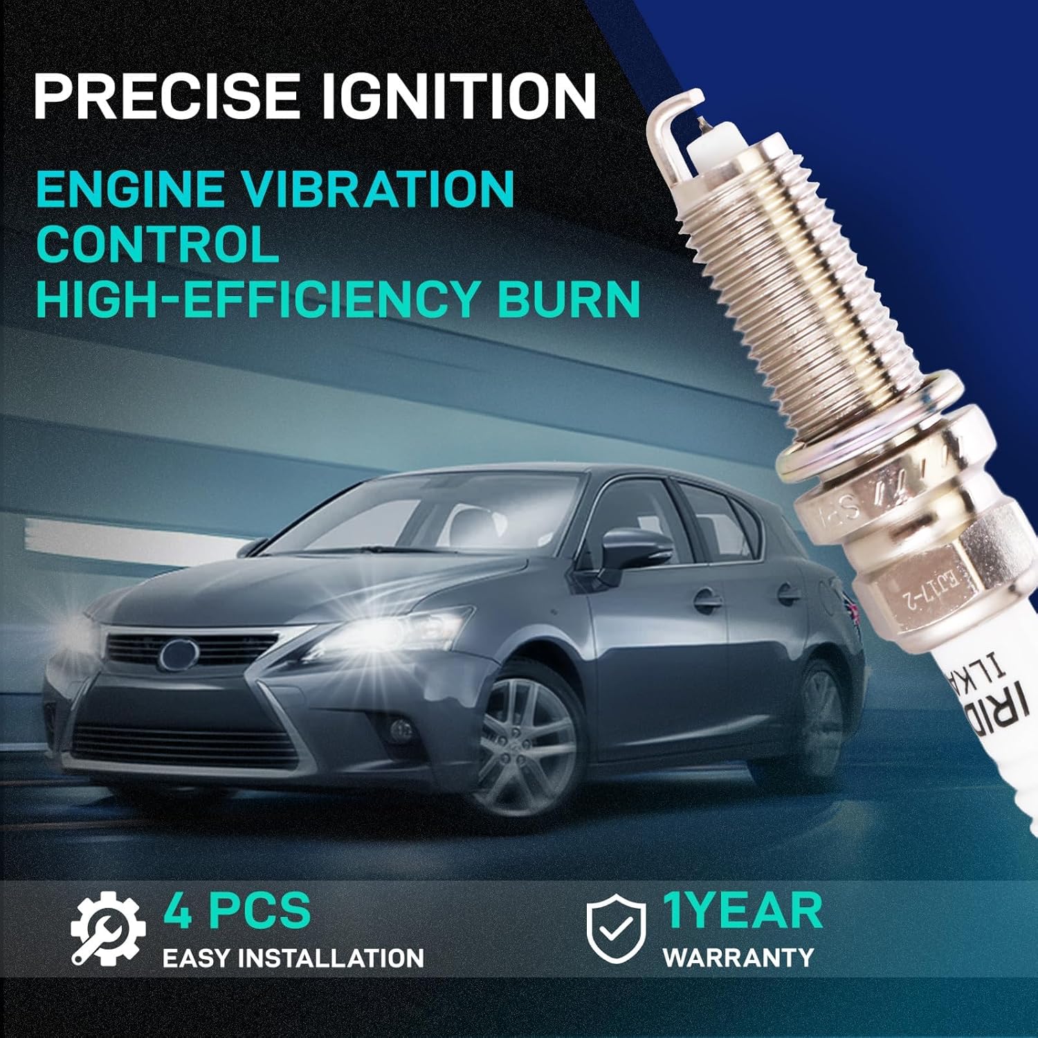 BDELI Ignition Coil Pack UF596 & Double Iridium Spark Plug 4912 for 2009 2010 2011 Toyota Corolla Matrix Prius 2012 2013 2014 2015 2017 Lexus Scion IM XD Pontiac Vibe 1.8L L4 UF619 90919-02258
