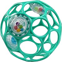 Bright Starts Oball Easy-Grasp Rattle BPA-Free Teal Infant Toy, Newborn+ Sensory Ball for Motor Skills & Auditory Play