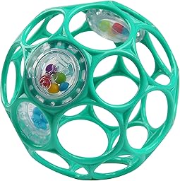 Bright Starts Oball Easy-Grasp Baby Rattle Ball in Teal, Ages Newborn and Up, Unisex, 4 Inches