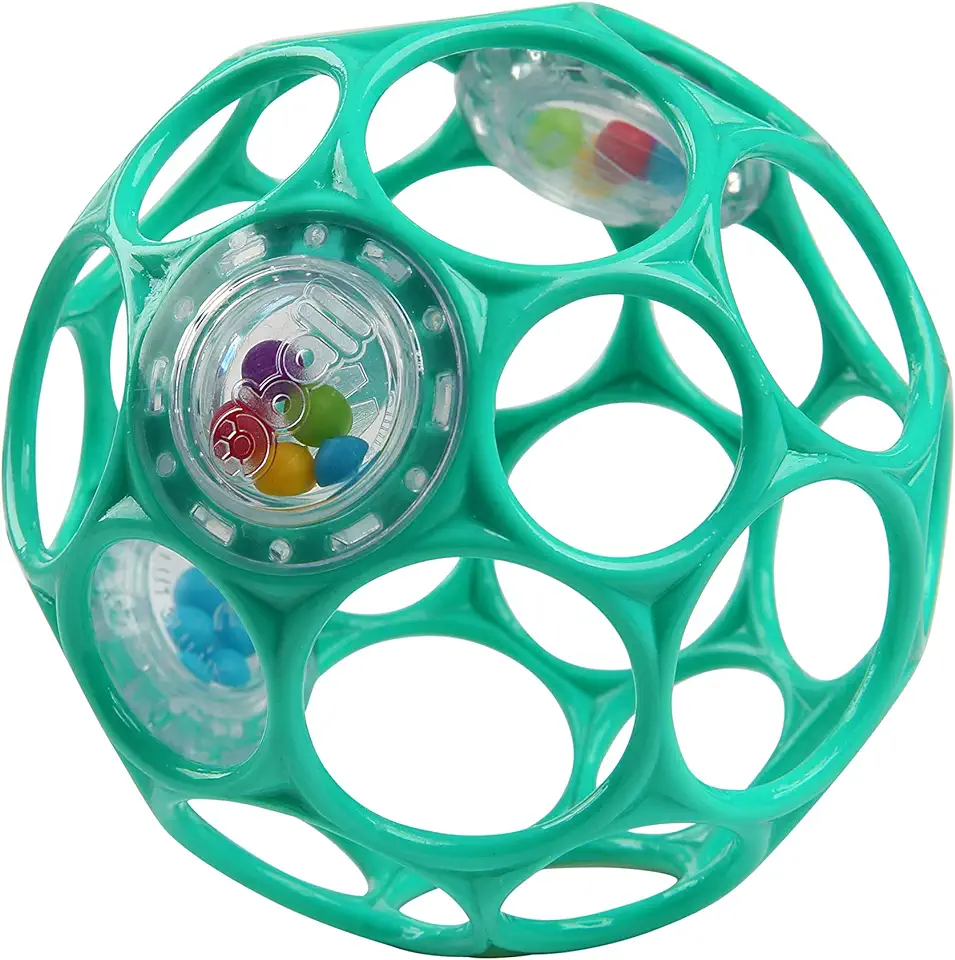 Bright Starts Oball Easy-Grasp Rattle BPA-Free Infant Toy in Teal, Age Newborn and up, 4 Inches