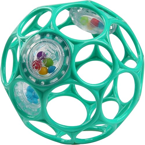 Bright Starts Oball Easy-Grasp Rattle BPA-Free Infant Toy in Teal, Age Newborn and up, 4 Inches