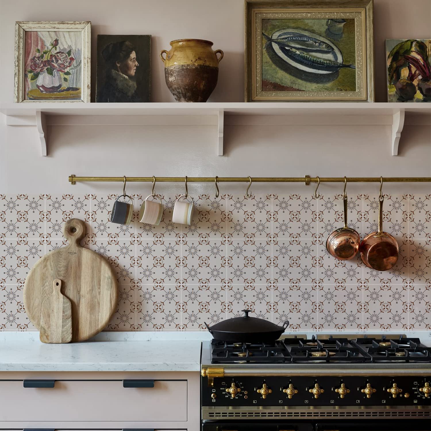 Alwayspon 12PcsX15cm/6inch Retro Tile Sticker, Self Adhesive Stick on Tiles Transfer Sticker for Bathroom Kitchen, Splashback for Cooker, Peel and Stick Adhesive Vinyl Wall Tiles Sticker