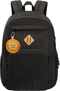 KEOFID Lightweight Travel backpack for Men and Women, Laptop Backpack for Work, Large Bag for College, Water ResistentBlack with Yellow