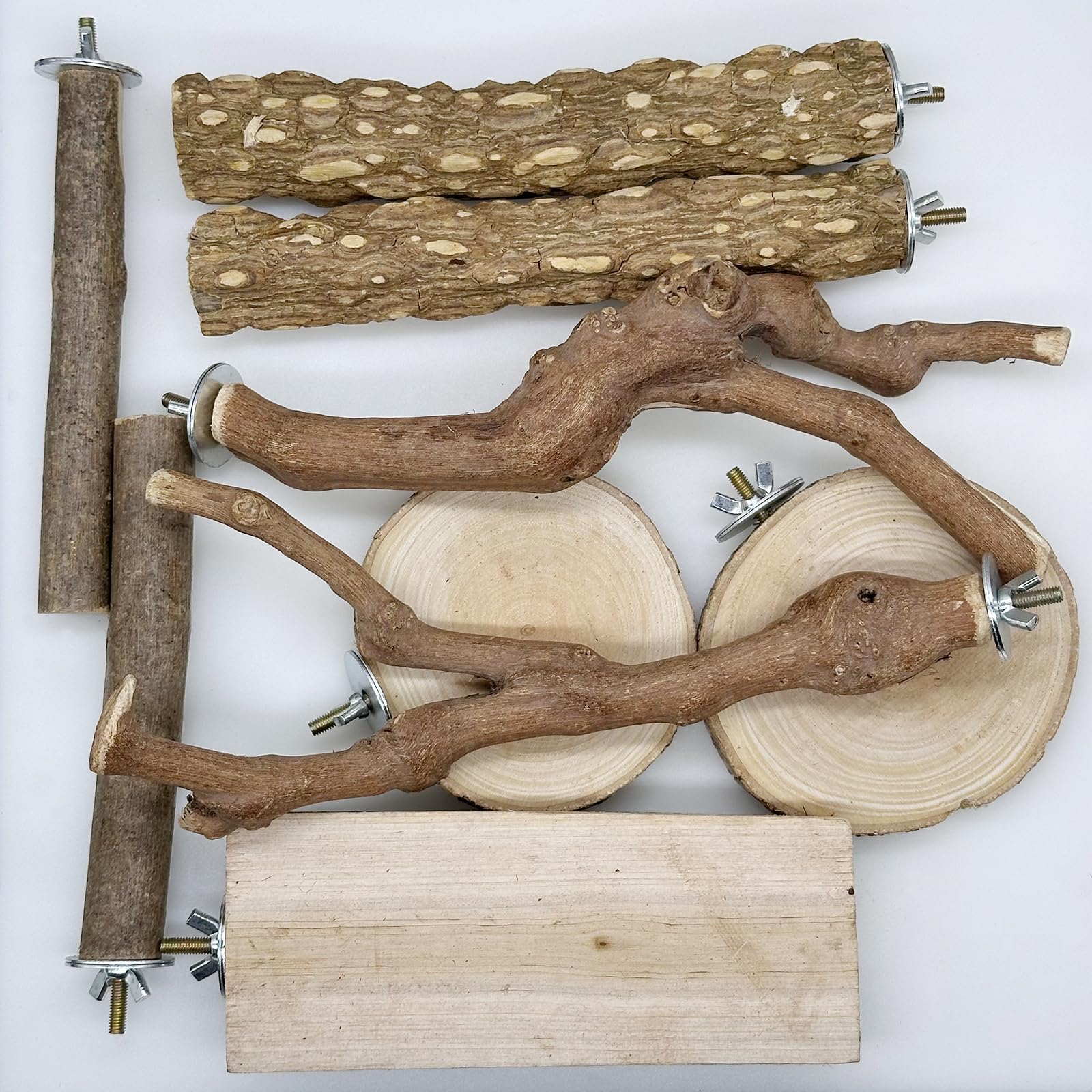9 Pz Posatoi per Pappagalli, Posatoi per Uccelli, Trespolo per Uccelli e Pappagalli, Ramo D'uva Naturale Giocattolo Posatoi per Uccelli Legno Naturale per Cacatua, Cocorite