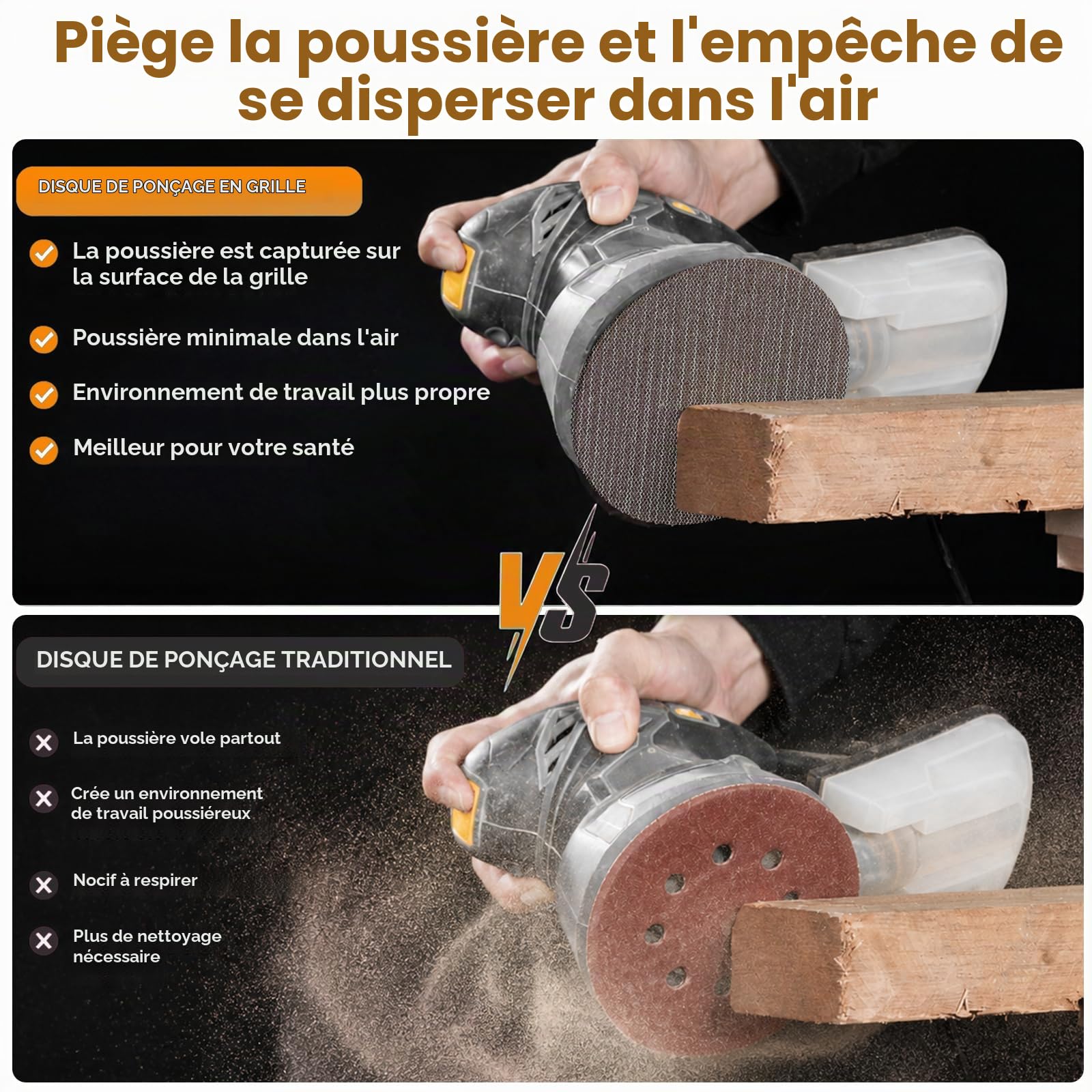 60 Pièces Disque Abrasif Maille 125mm Grain 80 120 180 240 320 400 Disque Poncage 125mm pour Ponceuse Orbitale