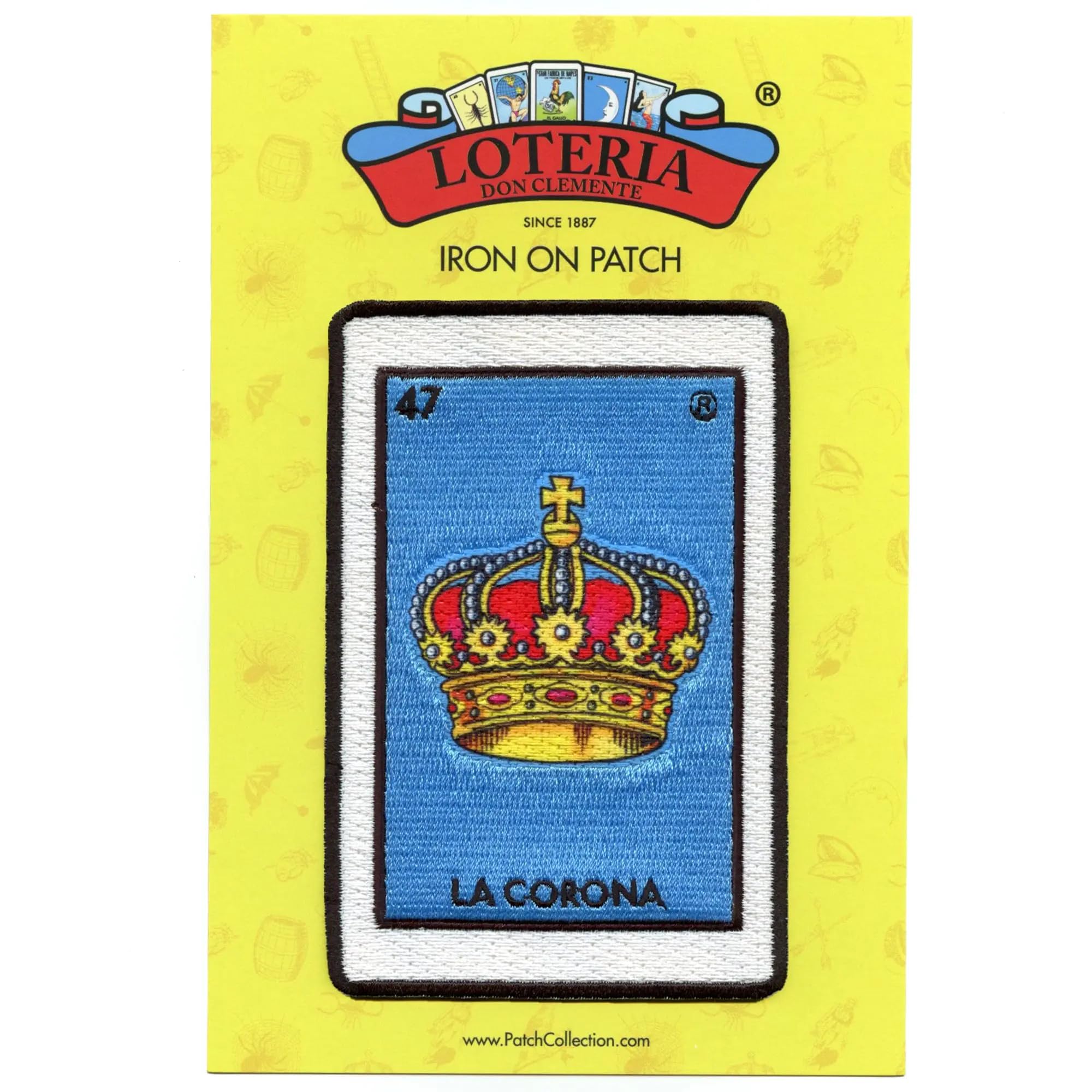 La Corona 47 Patch Crown Mexican Loteria Card Sublimated Embroidery Iron On