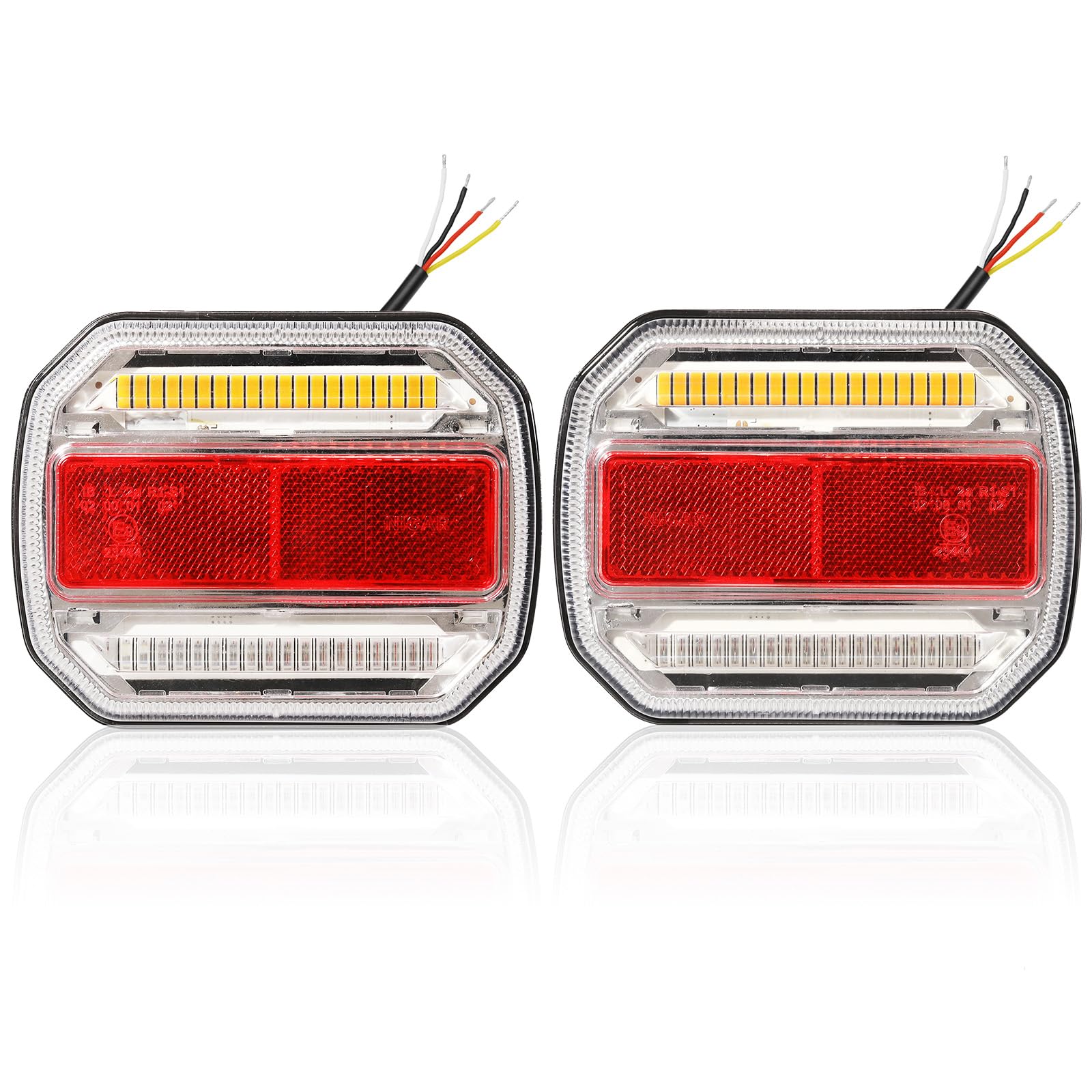 SPARKMOTO 2 x LED Trailer Light Cluster,IP67 Waterproof Trailer Rear Lights With 5 functions, Led Tail Lights For Trailer, 12V 24V Dual Voltage