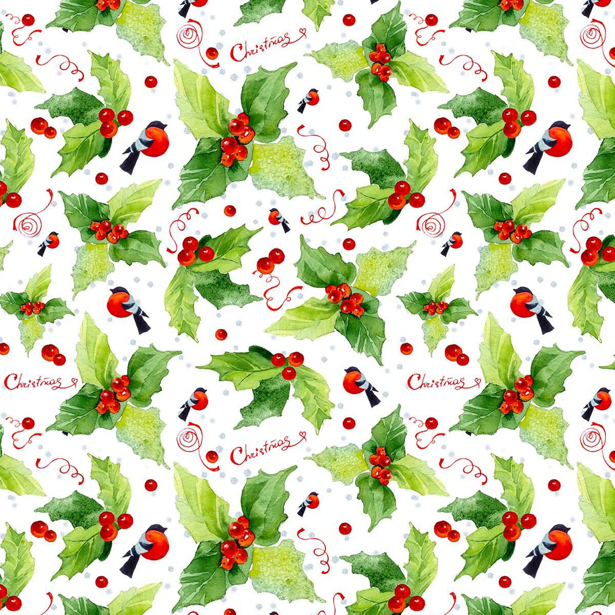 100% Cotton Christmas Fabric Material Sold By the Metre 140cm Wide - Bull Finch - CC484 - Fat Quarter