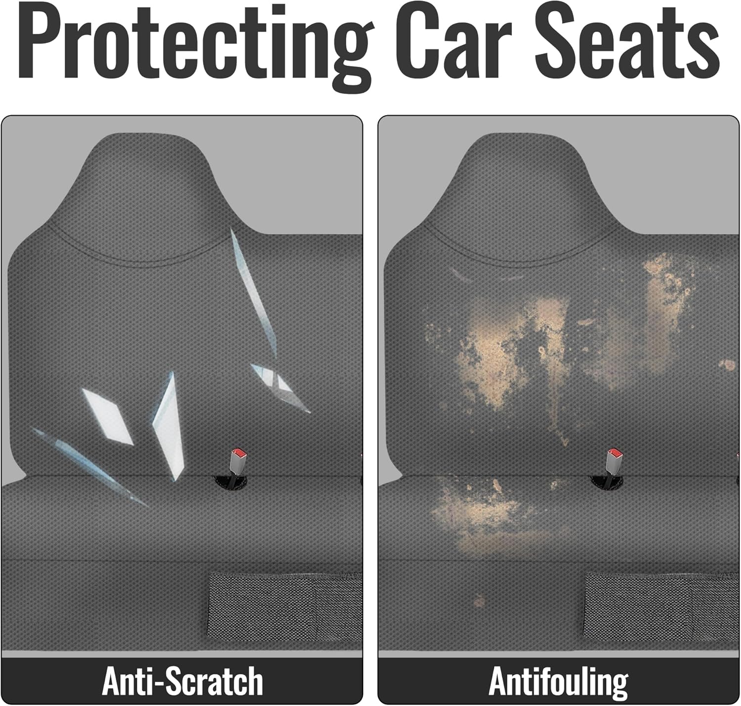 Knitted Composite Fabric Front Solid Bench Seat Cover for Ford F250 F350 F450 1999 2000 2001 2002 2003 2004 2005 2006 2007, Breathable and Elastic with Reinforced Stitching - Gray