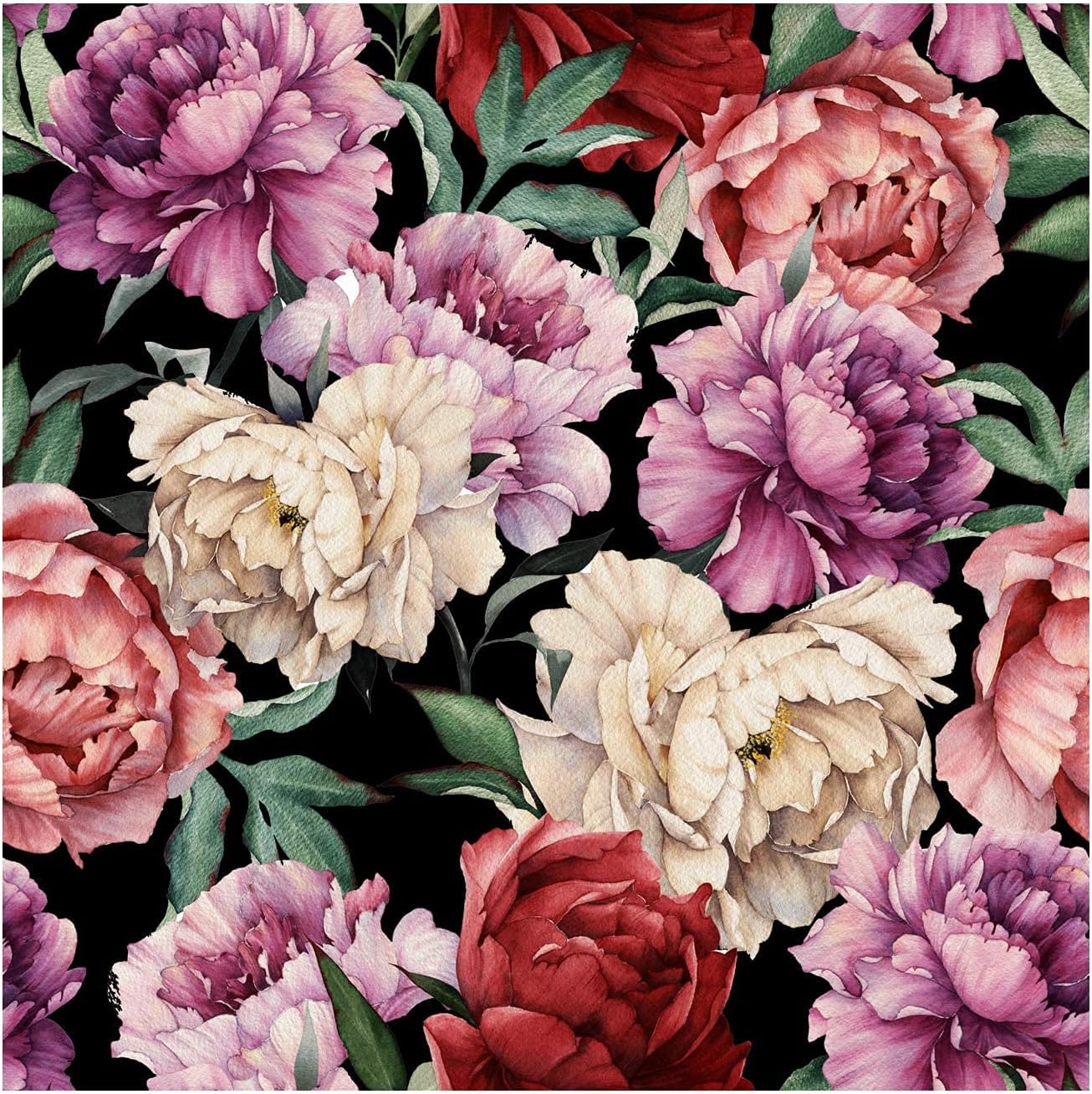 Floral Peel and Stick Wallpaper Removable Watercolor Peony Self Adhesive Contact Paper Waterproof Floral Wall Paper 17.7in x 9.8ft