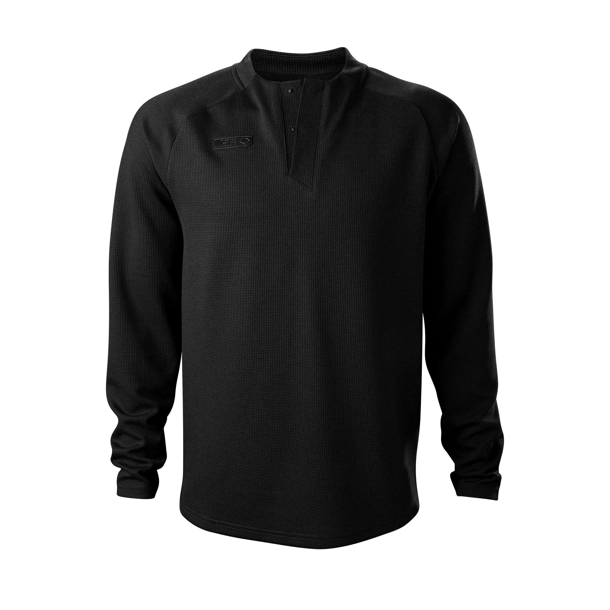 EvoShield Men's Standard 6-4-3 Henley Baseball Long Sleeve Shirt, Black