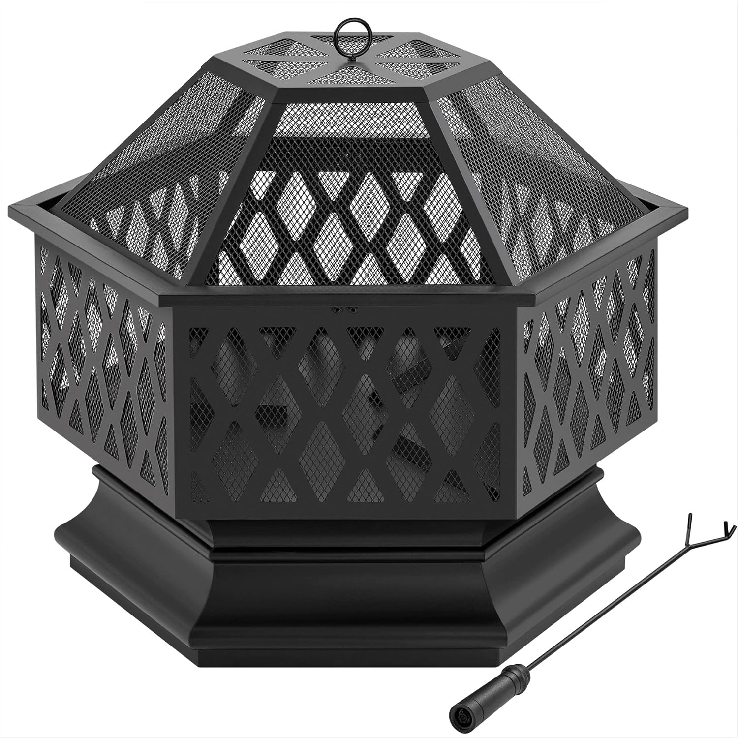 Topeakmart Fire Pit Fire Pits for Outside 26in HexShaped