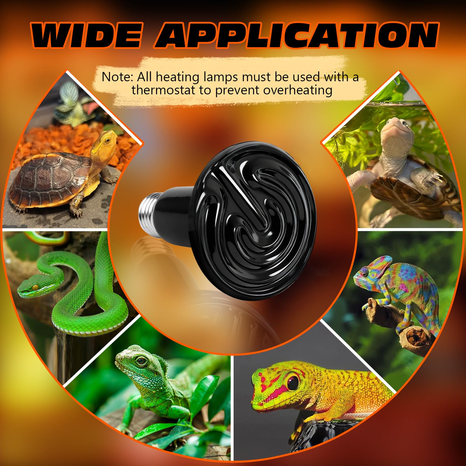 75W Ceramic Heat Emitter Reptile Heat Bulb E26 Base Heat Lamp Bulbs No Light Heat Lamp for Amphibian Pet Brooder Coop Lizard Turtle Snake Terrarium - image 7