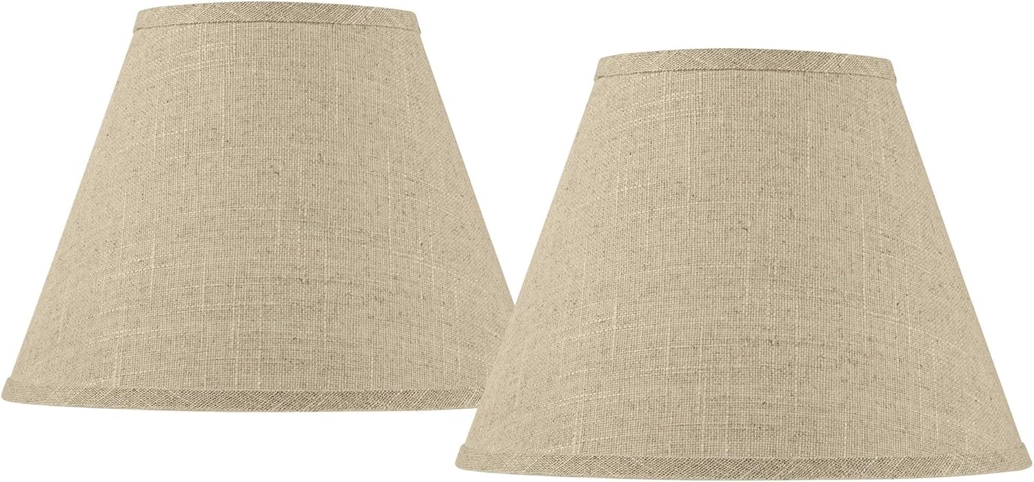 Set of 2 Empire Lamp Shade (Pre-Assembled) s Fine Burlap Medium 6" Top x 12" Bottom x 9" Slant Spider with Replacement Harp and Finial Fitting - Springcrest