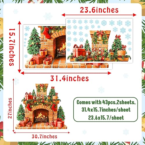 Miniatura 4 de Calcomanías de pared grandes para chimenea, calcomanías de pared extraíbles para chimenea, calcomanías de copo de nieve de invierno, calcomanías de