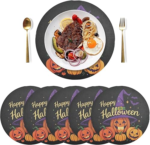 Miniatura 10 de Juego de 4 manteles individuales redondos de hojas grises y azules, para primavera y verano, con diseño floral y plantas tropicales, de 15 pulgadas