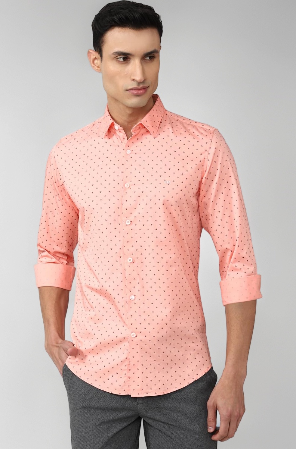 Peter England Men's Printed Slim Fit Party Branded Insignia Full Sleeve Casual Shirt Cotton