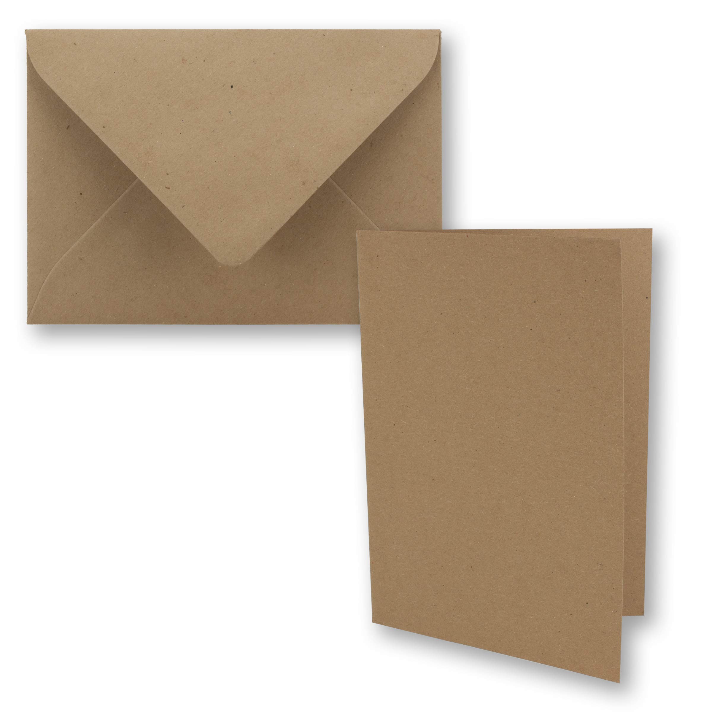 150x Vintage Kraftpapier Faltkarten SET - sandbraun (braun) - mit Umschlägen DIN B6-12 x 16,9 cm - blanko Recycling Klappkarten - 300 g/m² - NEUSER PAPIER