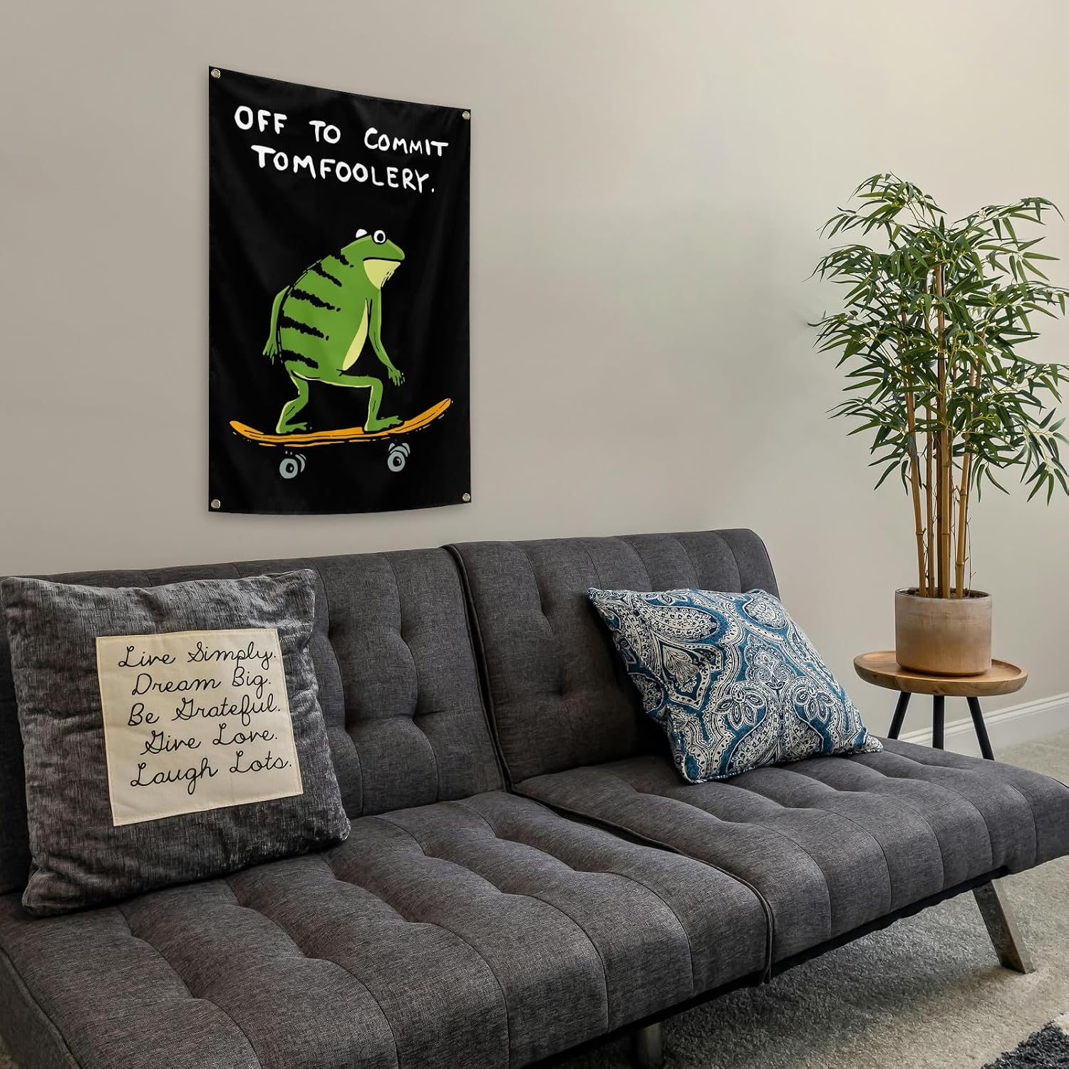 verrlia Funny Minimalism Off To Commit Tomfoolery Tapestry 2x3 Feet Wall Hanging Tapestry for Bedroom Bathroom College Dorm Wall Decor