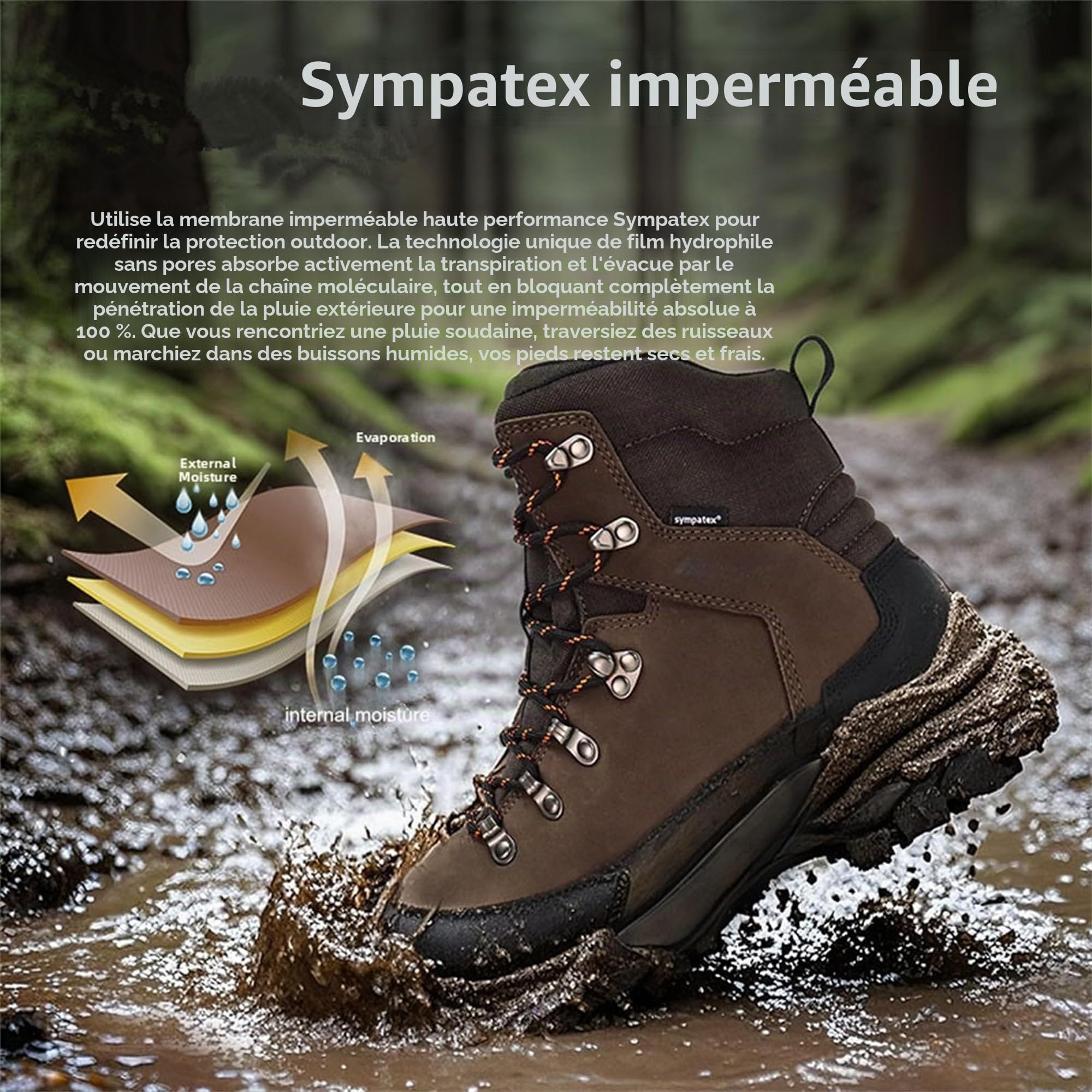 SANANG Wasserdichte Wanderschuhe FüR Damen Und Herren, Bk Mesh-Futter, Pu+Eva-Zwischensohle, Gummisohle Mit VerstäRktem Profil, Braun, Trekkingschuhe 36-46