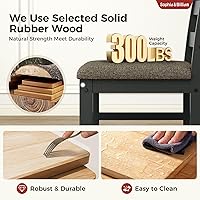 Vista 3 de Sophia & William 5 Piece Dining Table Set for 4, Faux Marble Kitchen Table and Chairs Set, Solid Wood Farmhouse Dinner Table Set,Veined Black Marble