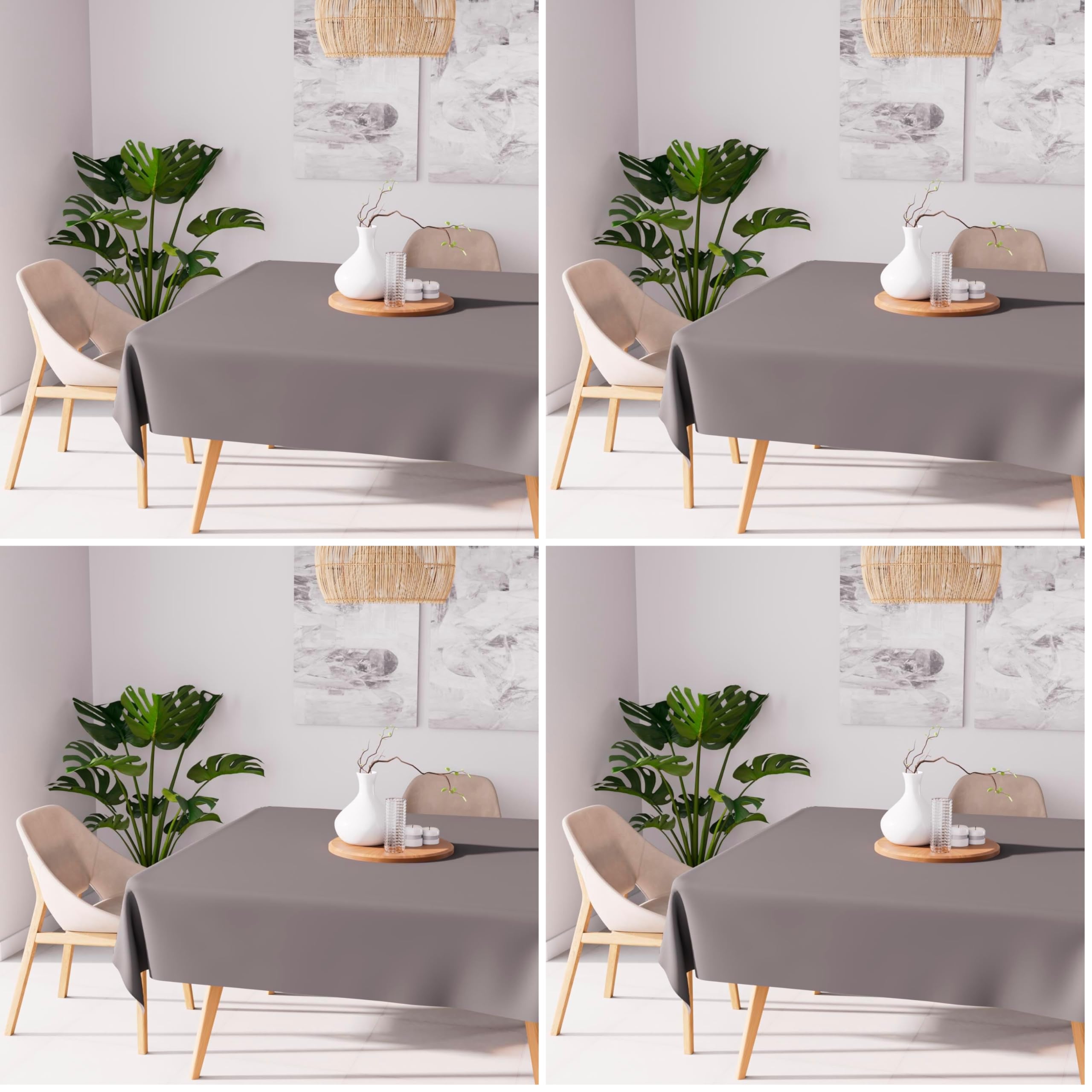 Soleil d'ocre Tovaglia Antimacchia, Grigio, 180 x 180 cm (Confezione da 4)