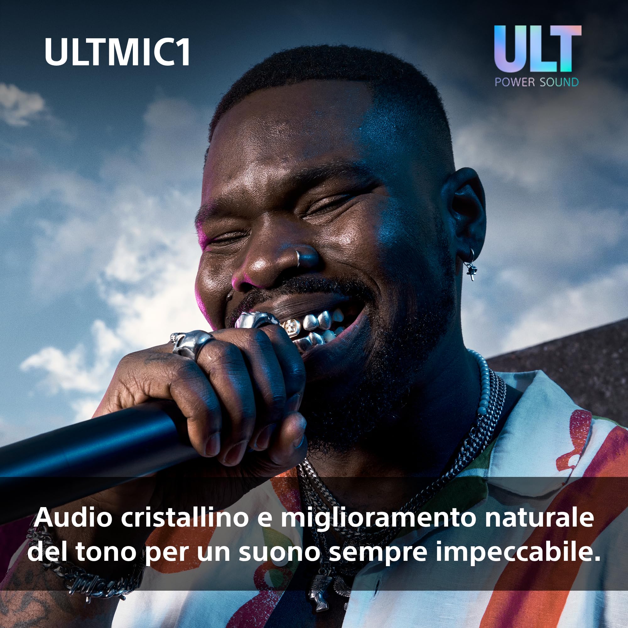 Sony ULTMIC1 - Set di microfoni wireless con 2 microfoni e ricevitore, riduzione avanzata del rumore, Duet Assist, batteria da 20 ore, antiurto, perfetto per la serie ULT POWER SOUND - Black