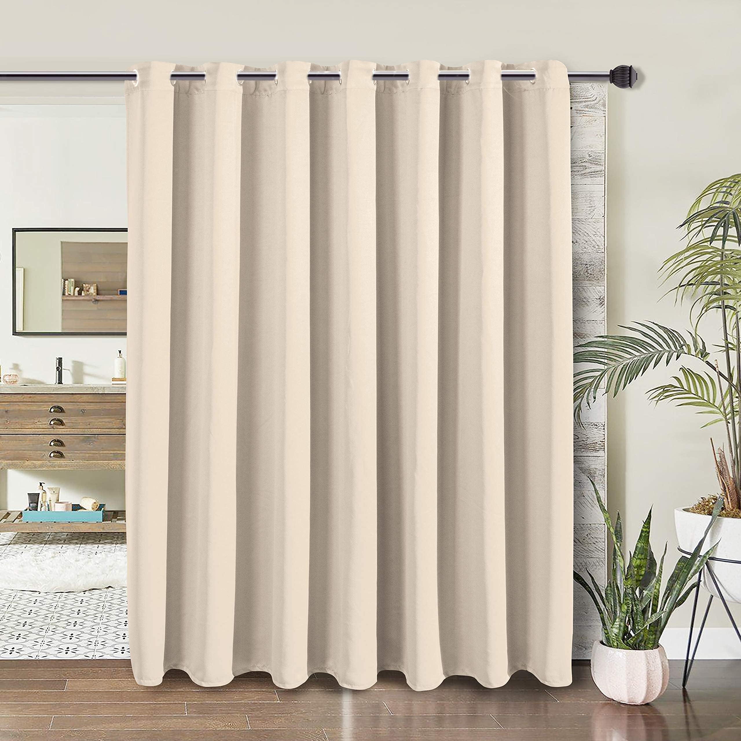 WONTEX Room Divider Curtain - Privacy Blackout Curtains for Bedroom Partition, Living Room and Shared Office, Thermal Insulated Grommet Curtain Panel for Sliding Door, 8.3ft Wide x 10ft Tall, Beige