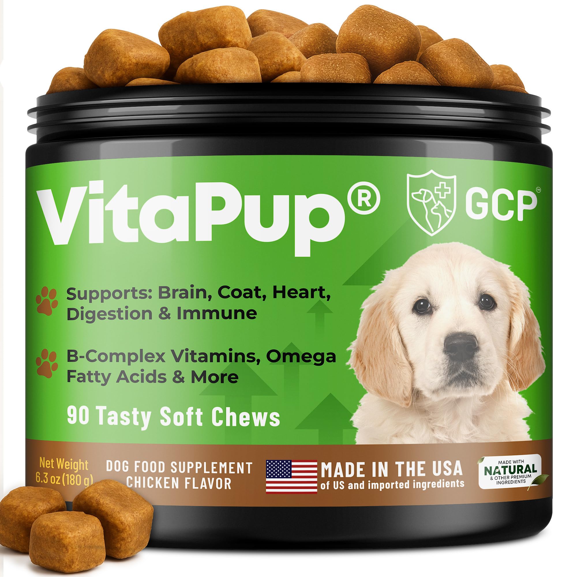 Guardian’s Choice VitaPup Puppy Vitamins Chews, Dog Vitamins for Growth, Digestion, Coat, Brain & Immune Support, Daily Multivitamin for Dogs with