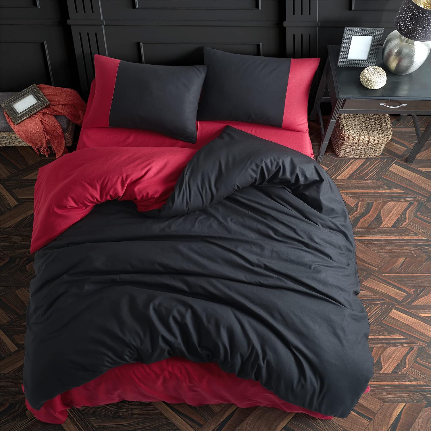 Housse De Couette Noir Et Rouge