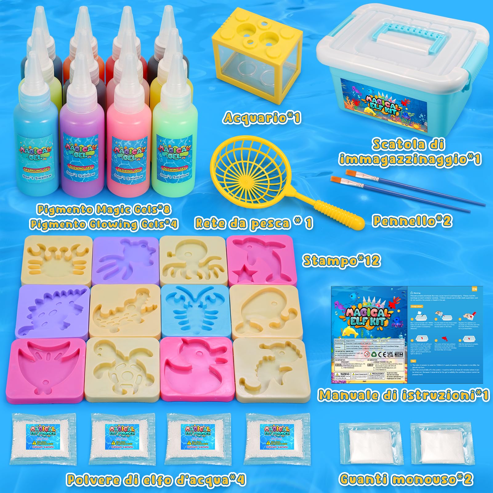 Gel Magico per Creare Folletti d'acqua, Giochi Bambini 5 6 7 8 9 Anni Regalo Bambina 4-10 Anni Giochi da Spiaggia Giardino Natale Regalo Bambina Giochi Creativi Magic Jelly Colori per Bambini Creare