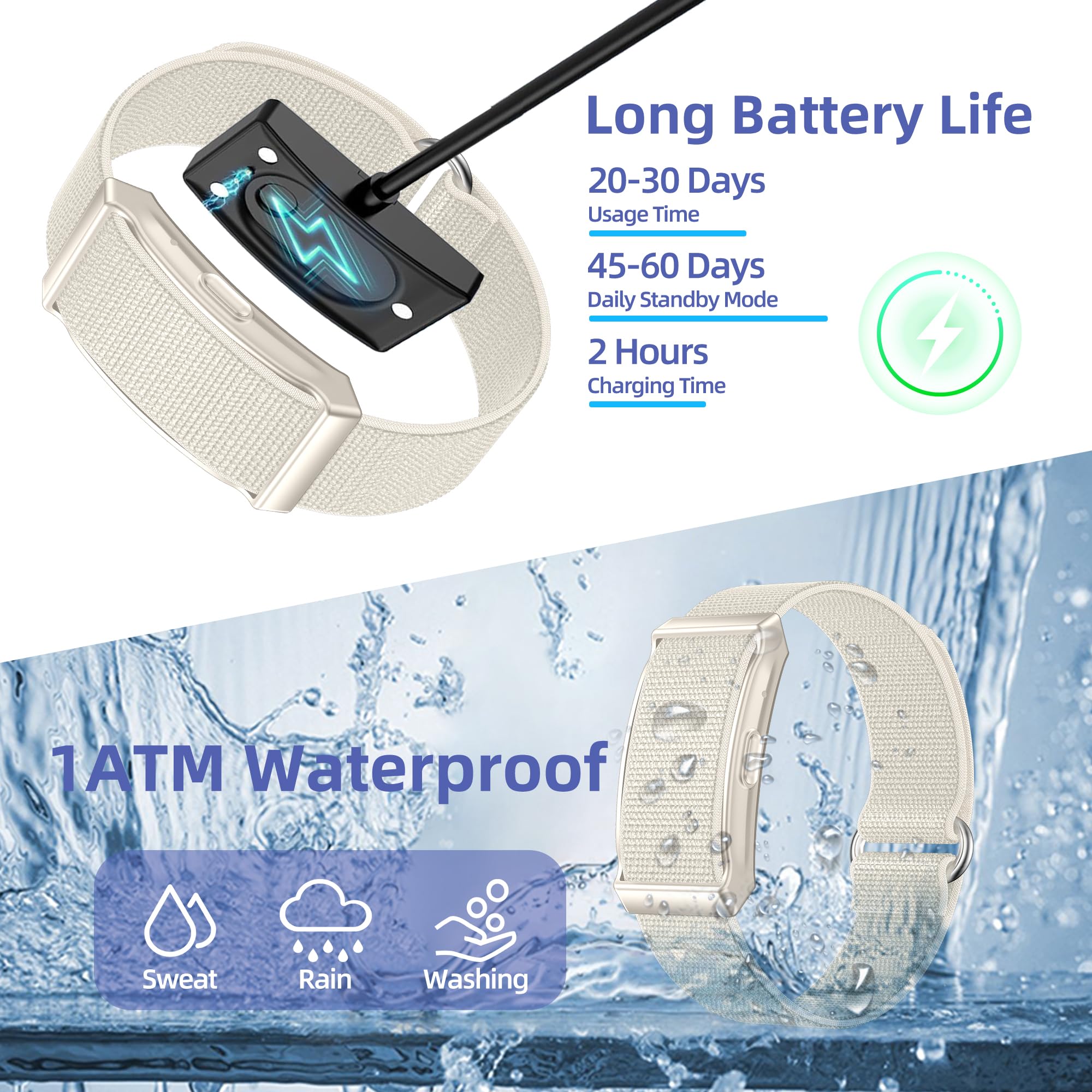 Fitness Tracker Mit 100+ Sportmodi, 45-60 Tage Standby, Aktivität/Schlafüberwachung, Wasserdicht 1ATM Fitness Aktivitätstracker Smart Armband