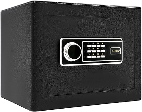 Caja fuerte, caja fuerte de seguridad de 15 x 12.6 x 11.8 pulgadas con teclado digital, sistema de doble llave e iluminación LED integrada para el