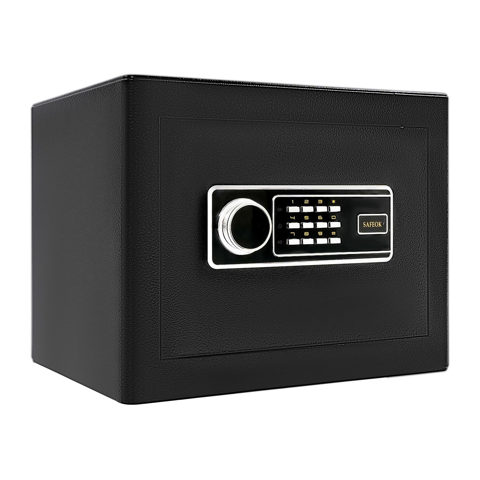 Elektronischer Safe Stahl Möbeltresor Wandtresor mit Zahlenschloss, Wand/Boden-Montage, Sicherheitsbox mit Integrierte LED-Beleuchtung 38 * 32 * 30 cm (Schwarz)