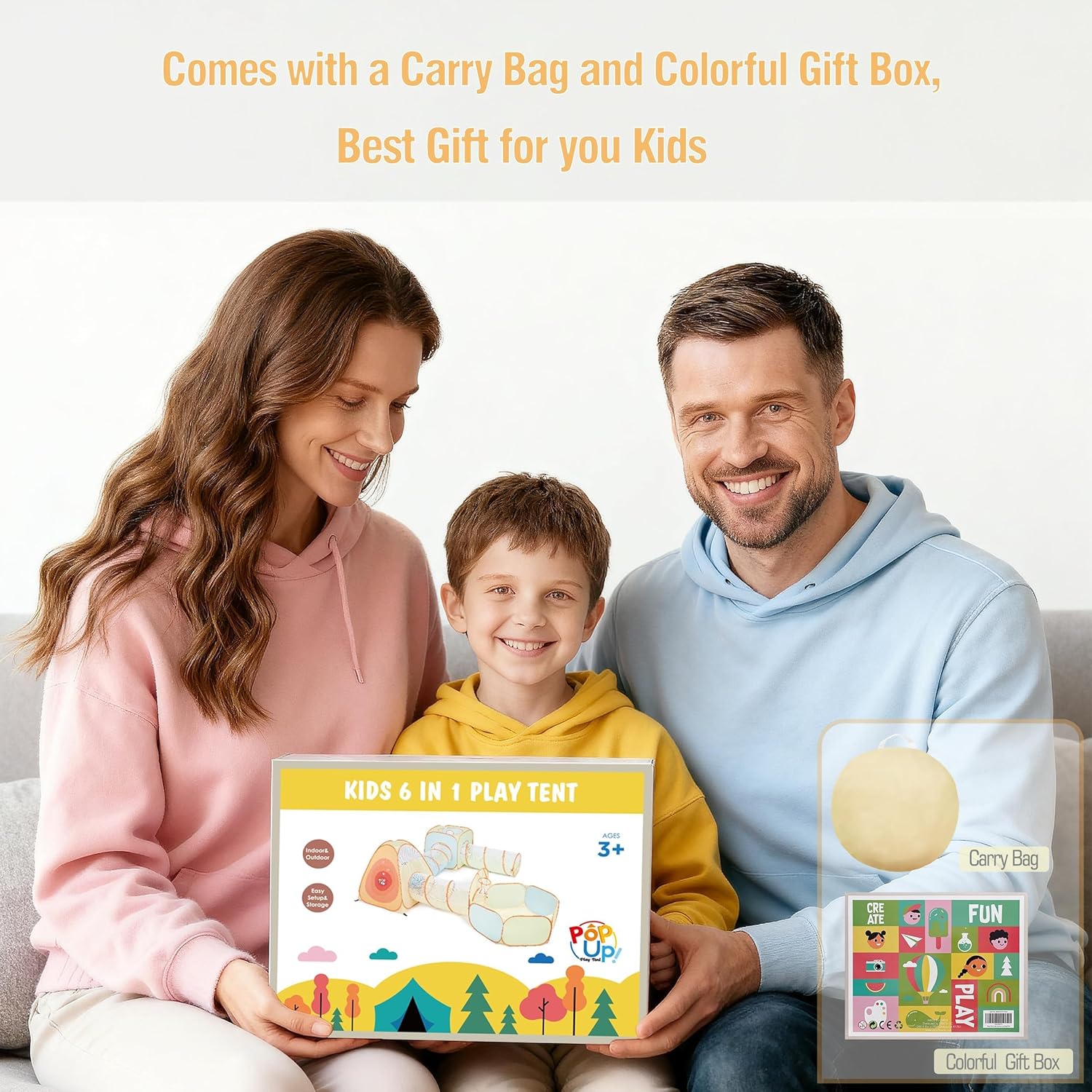 UTEX 3 in 1 Pop Up Play Tent with Tunnel, Ball Pit for Kids, Boys, Girls, Babies and Toddlers, Indoor/Outdoor Playhouse (6 in 1 with Ball Pit and Square Tent)