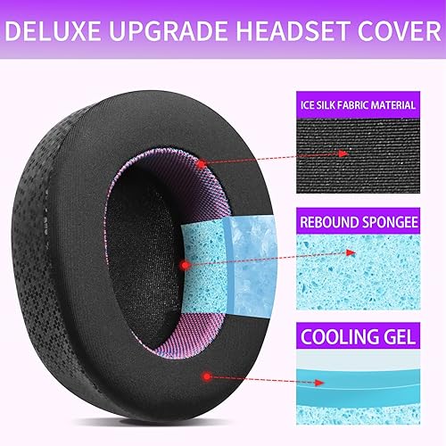 Miniatura 2 de Magic Ice Gel - Almohadillas de repuesto para SteelSeries ARCTIS NOVA PRO (inalámbrico), color negro y morado