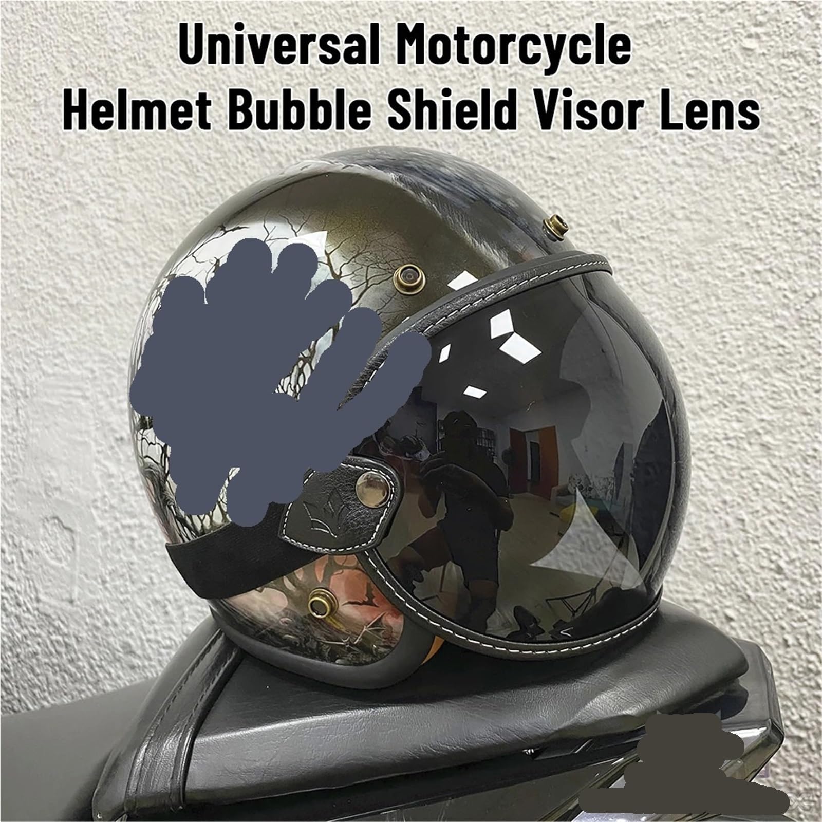 Visera para casco de moto Visera de burbuja con lente abatible, máscara protectora for casco motocicleta retro, equipo for lentes(Color 2)