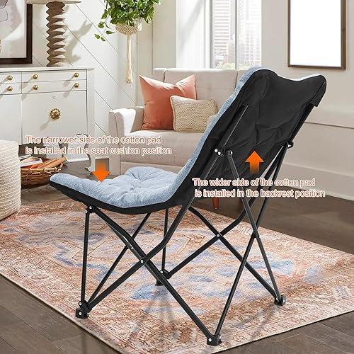 Miniatura 6 de NAIZEA Sillas de sala de estar, cómoda silla plegable, silla reclinable, silla plegable para dormitorio y sala de estar, silla de camping plegable