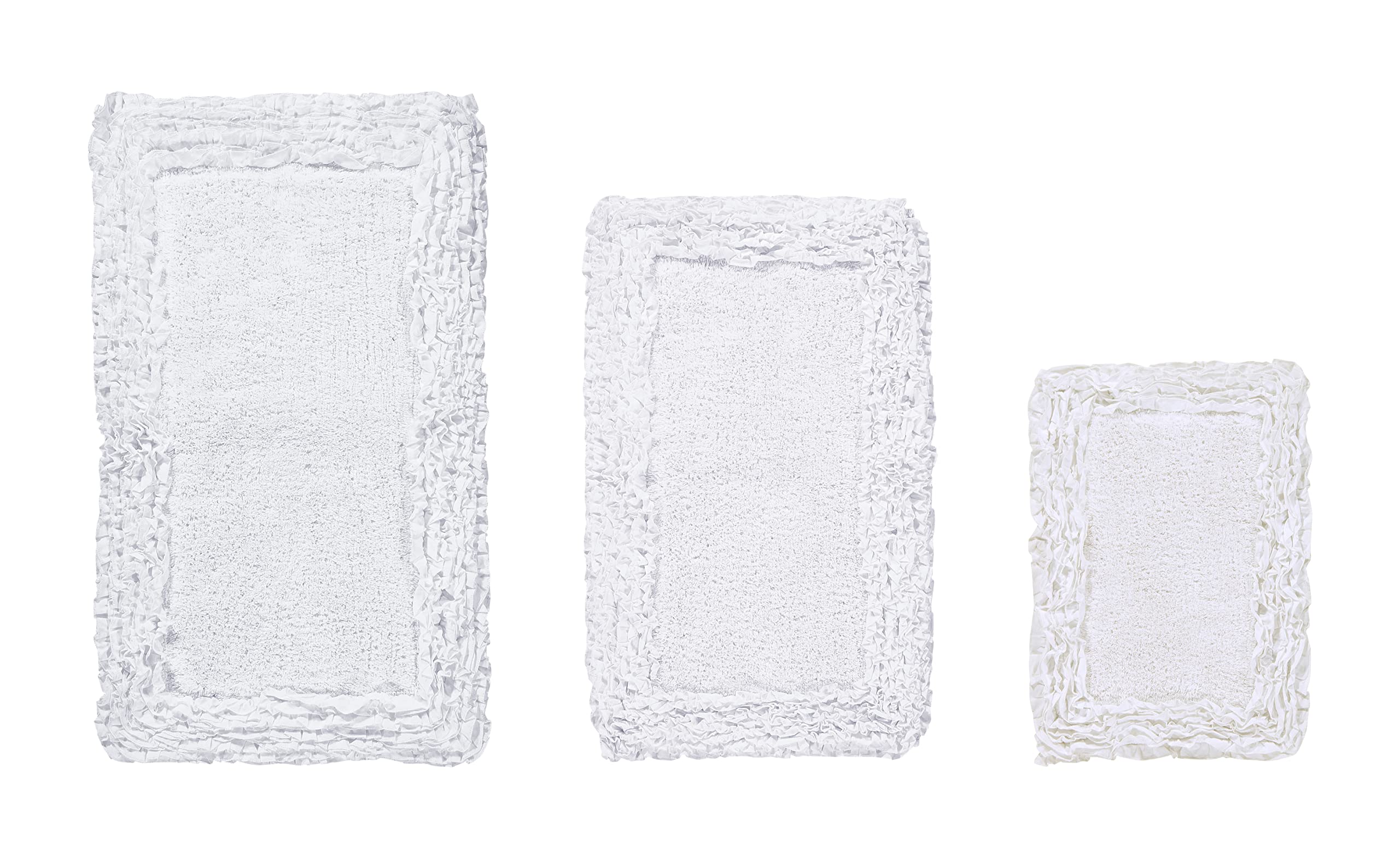 Better Trends 3 Piece Bathmat Set 100 Cotton Tufted Non-Slip Bath Room Rug Pad Bath Rug Soft Absorbent