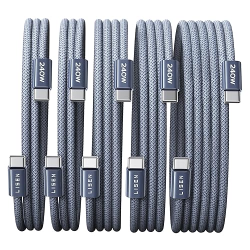 Miniatura 12 de LISEN Cable USB C a USB C de 240 W de carga rápida, cables de seguridad para computadora tipo C, cable de carga rápida tipo C para iPhone 17 16