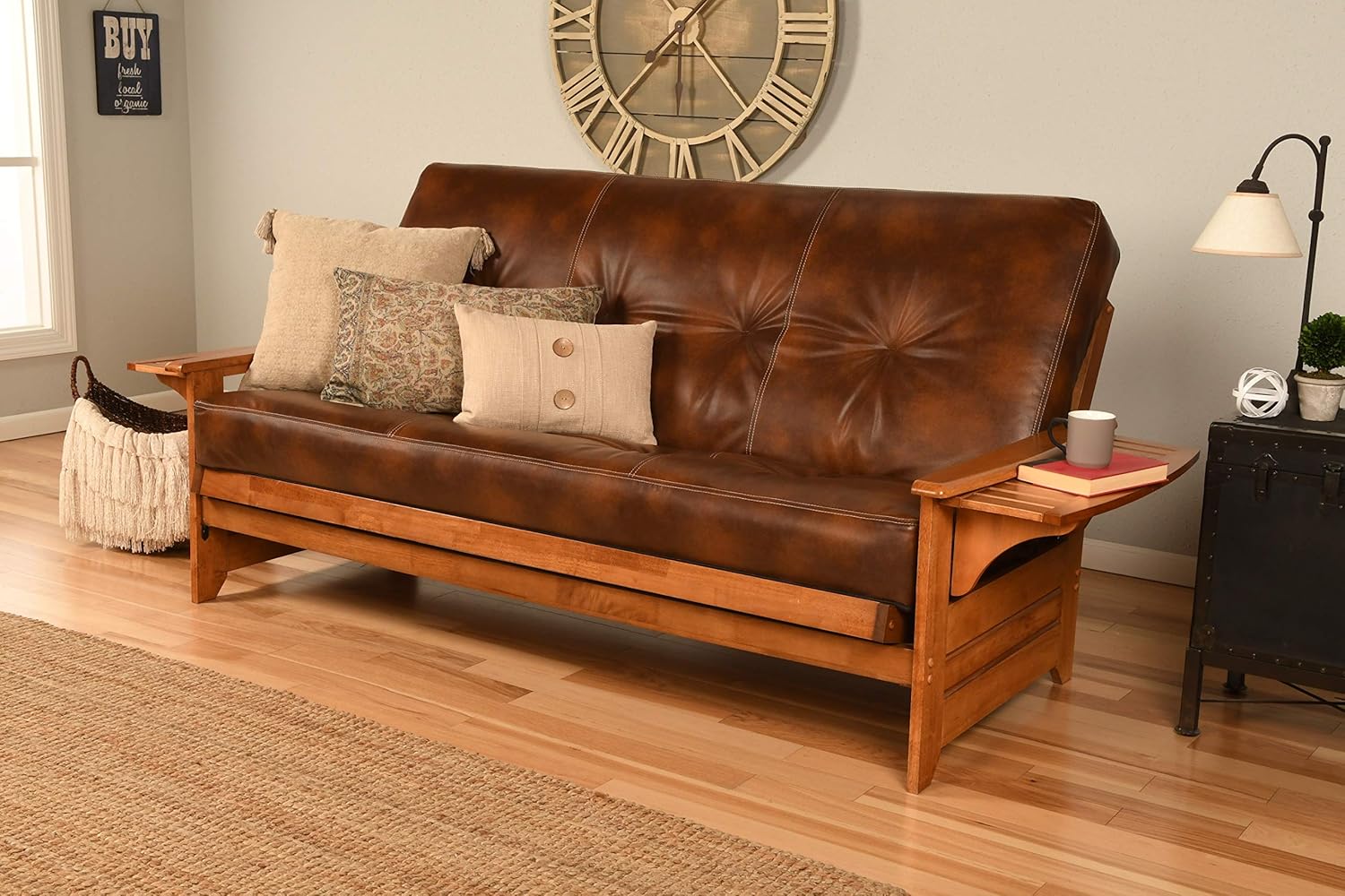 Kodiak Furniture Phoenix Futon in Barbados Finish, Full, Oregon Trail Saddle