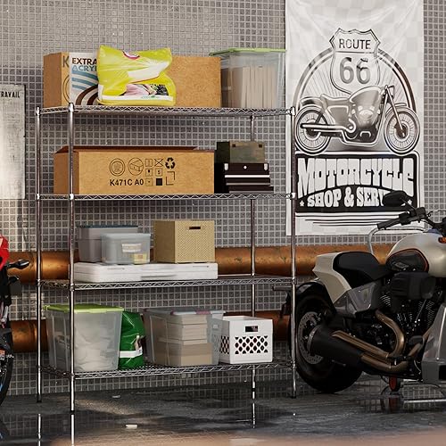 Miniatura 451 de Kit de estantería de alambre cromado de 4 niveles de 24 pulgadas de profundidad x 24 pulgadas de ancho x 64 pulgadas de alto Unidad de estante