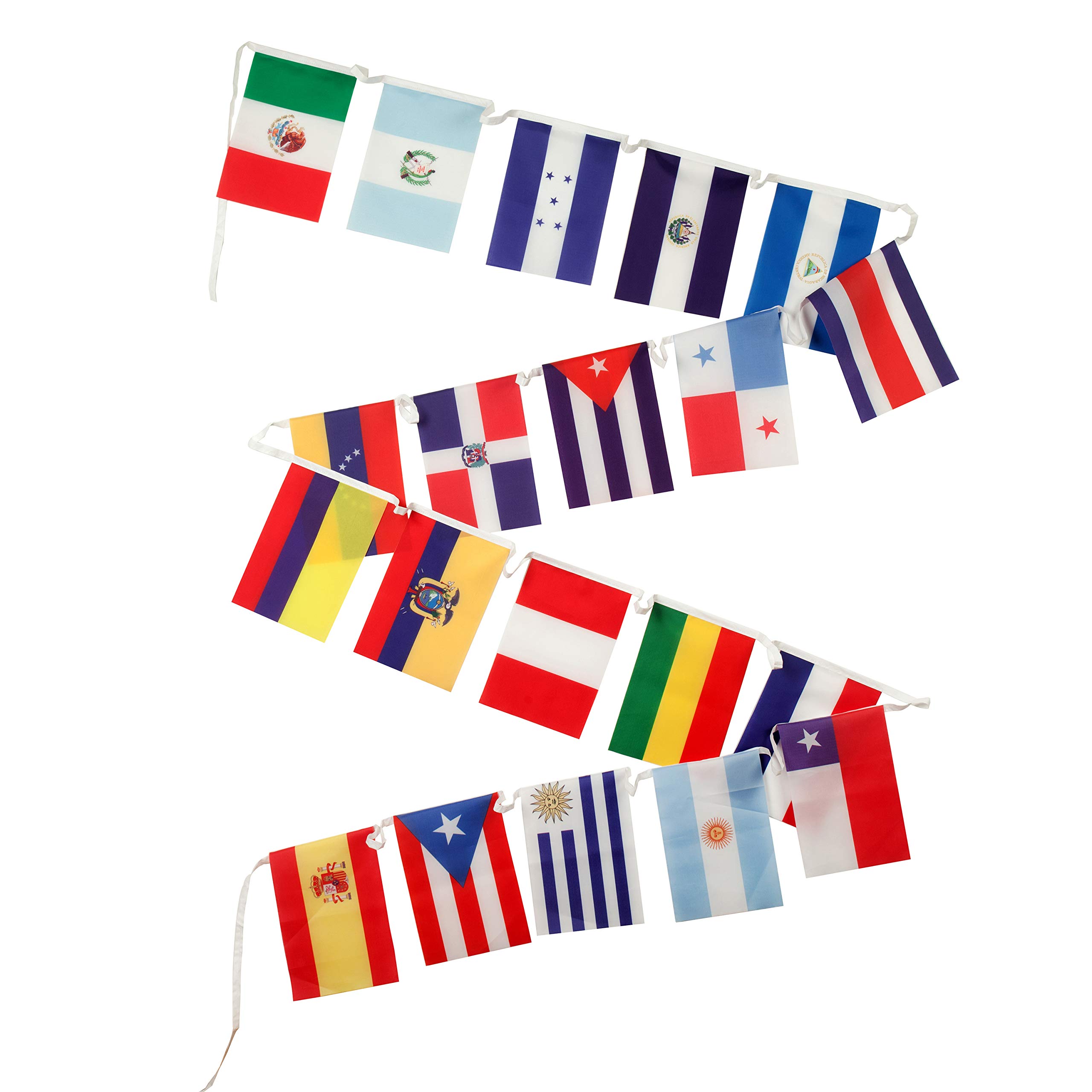 Quarterhouse Spanish Language Country Flags for The Classroom - 18 Latin American Countries Plus Spain & Puerto Rico - Set of 20, Polyester, 12 x 18 Inches