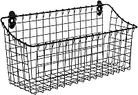 Spectrum Large Matte Black Wire Wall Mount Storage Basket - Kitchen Bathroom Pantry Organizer, Durable Steel Caddy for Towels Snacks Produce