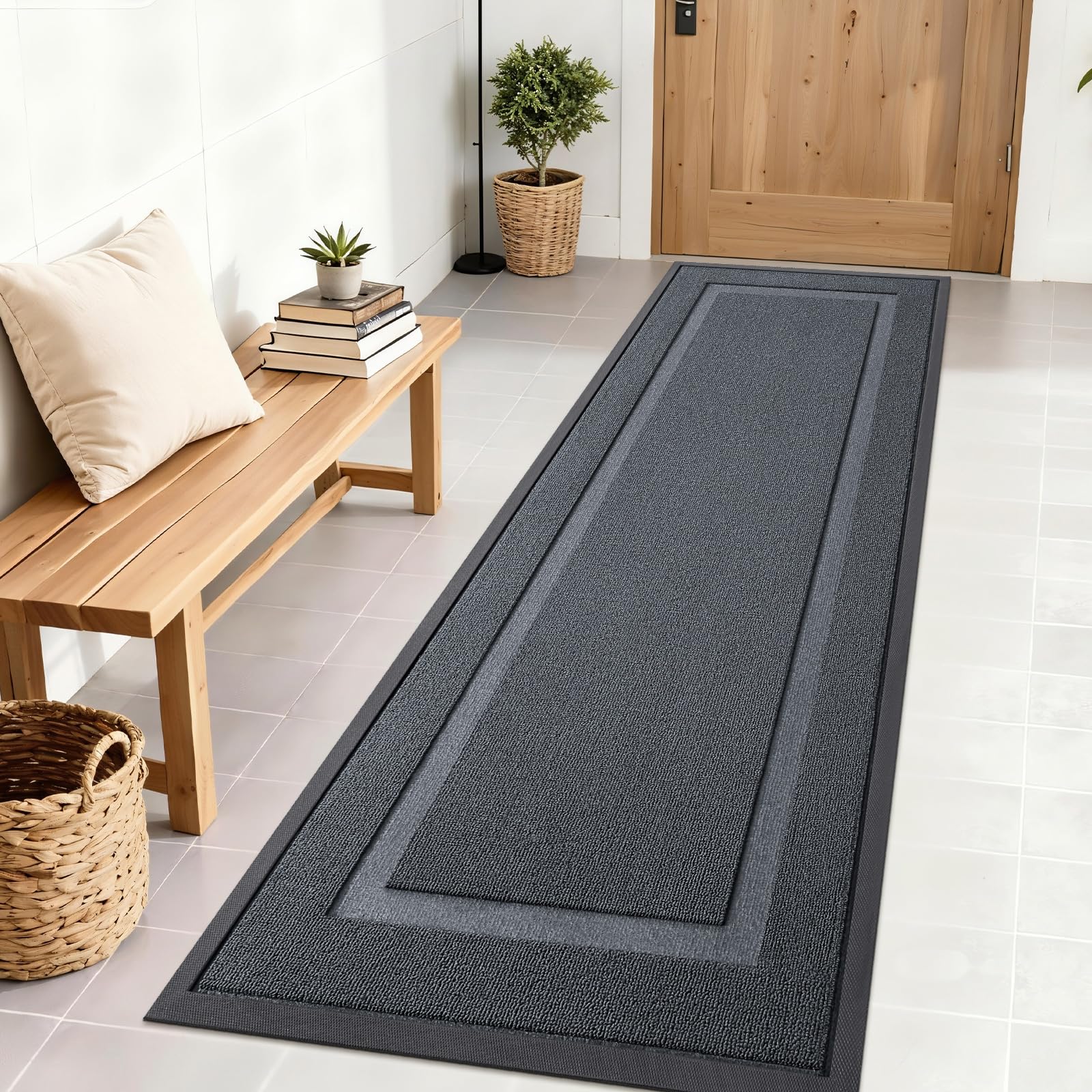OLANLY Front Door Mat Outside 71x23, All-Season Heavy-Duty Rubber Doormat