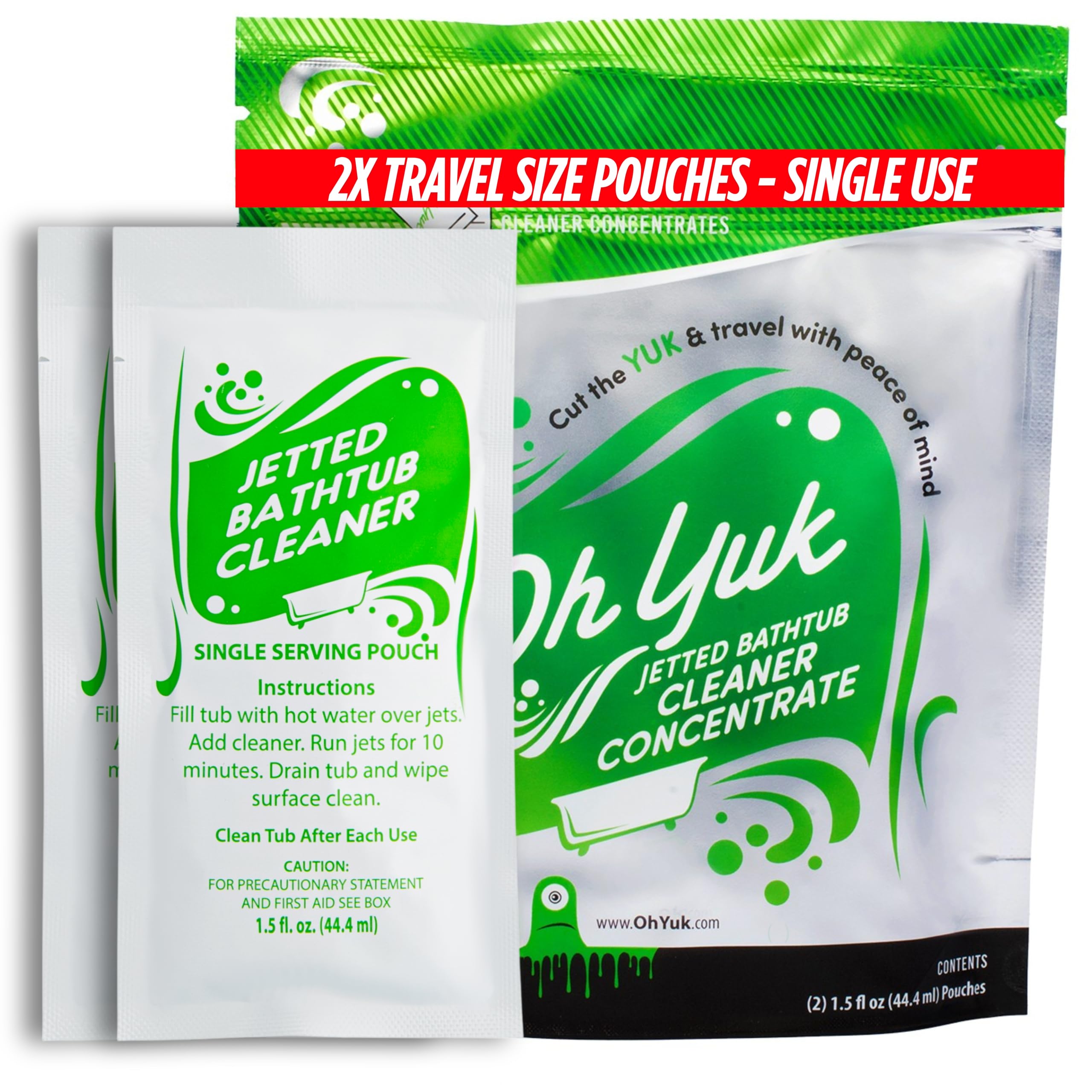 Oh Yuk Jetted Bathtub Cleaner Concentrate - 2 Single-Use Travel Pouches