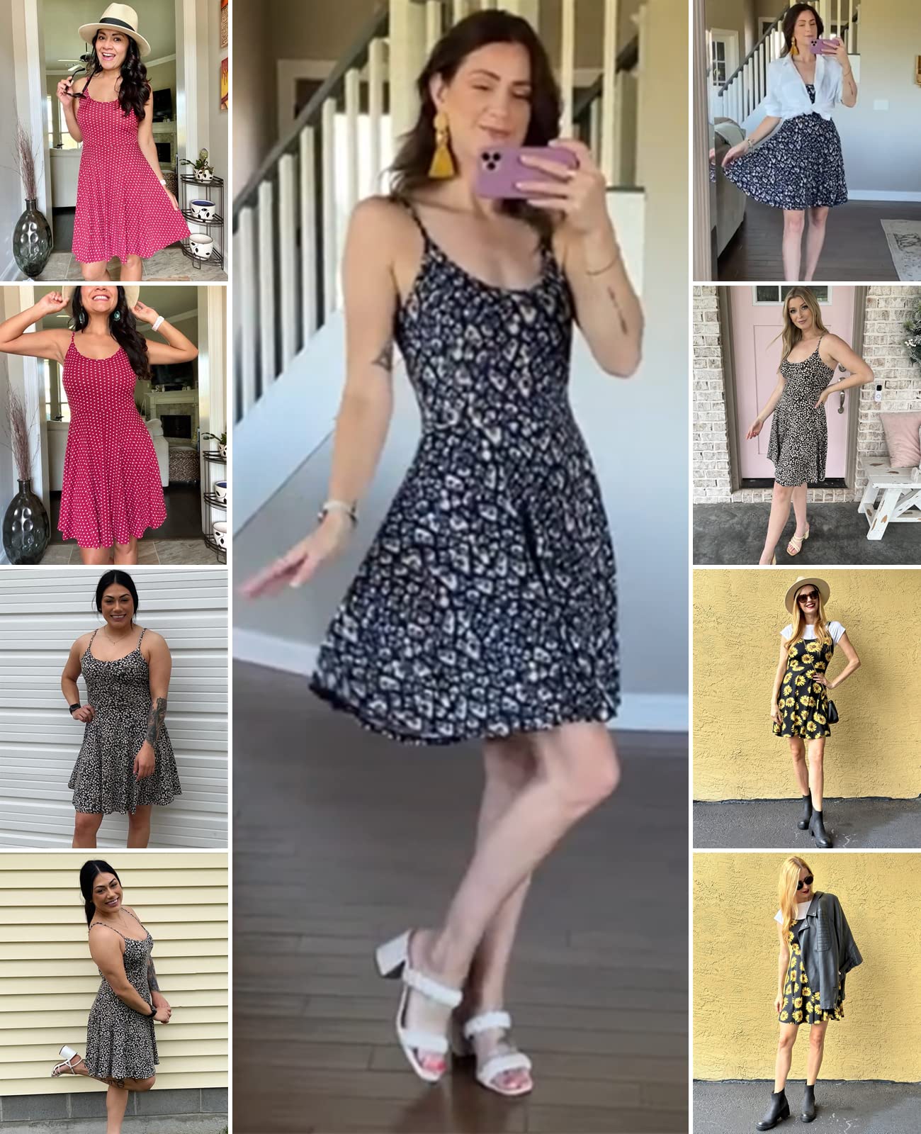 ACEVOG Casual Dresses for Women Sleeveless Summer Beach Dress A Line Floral Spaghetti Strap Fit & Flare Sundresses