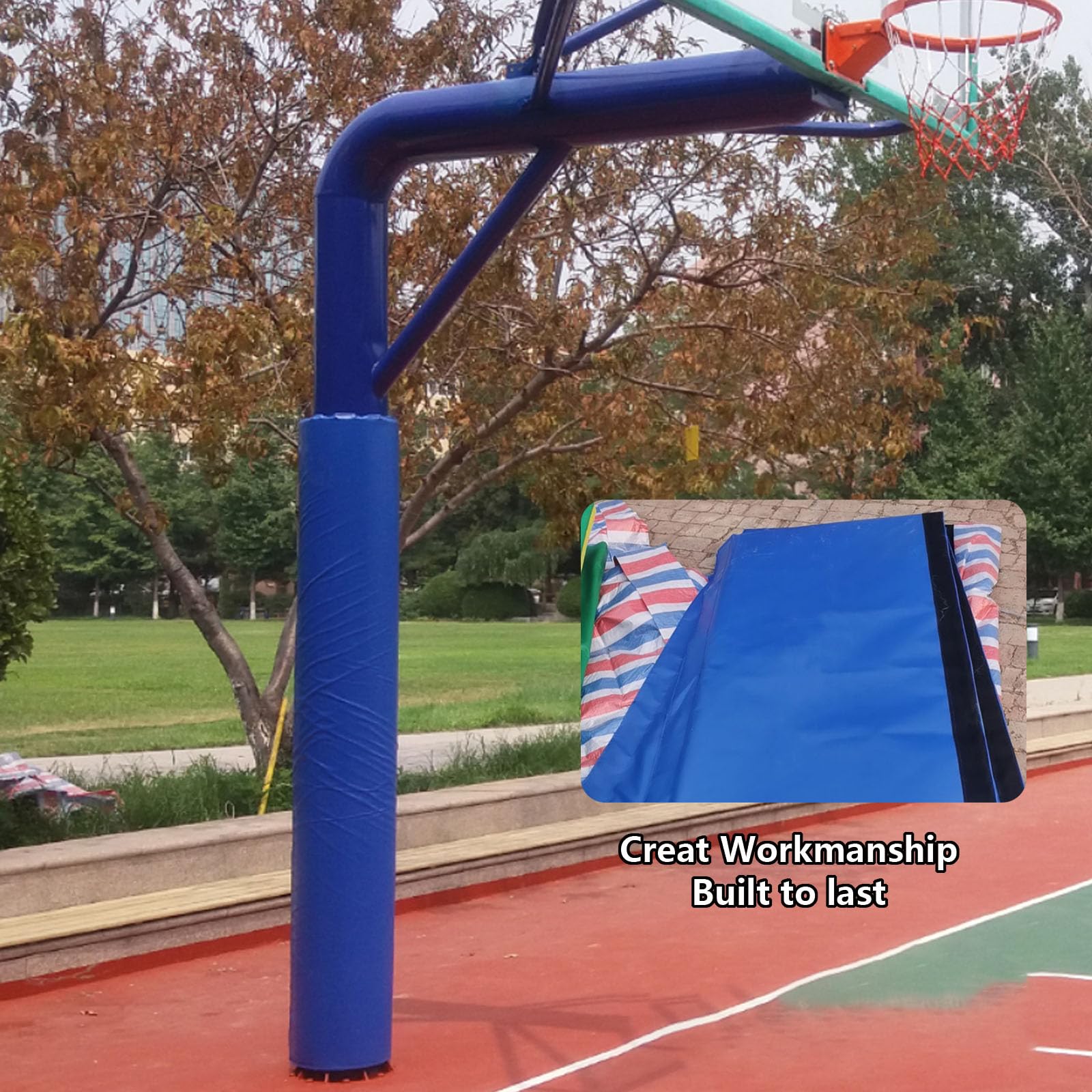 Acolchado protector para aro de baloncesto, 180 cm de alto, fácil de instalar, material de PVC, adecuado para canchas y gimnasios, cubierta de seguridad para postes redondos, almohadilla anticolisión