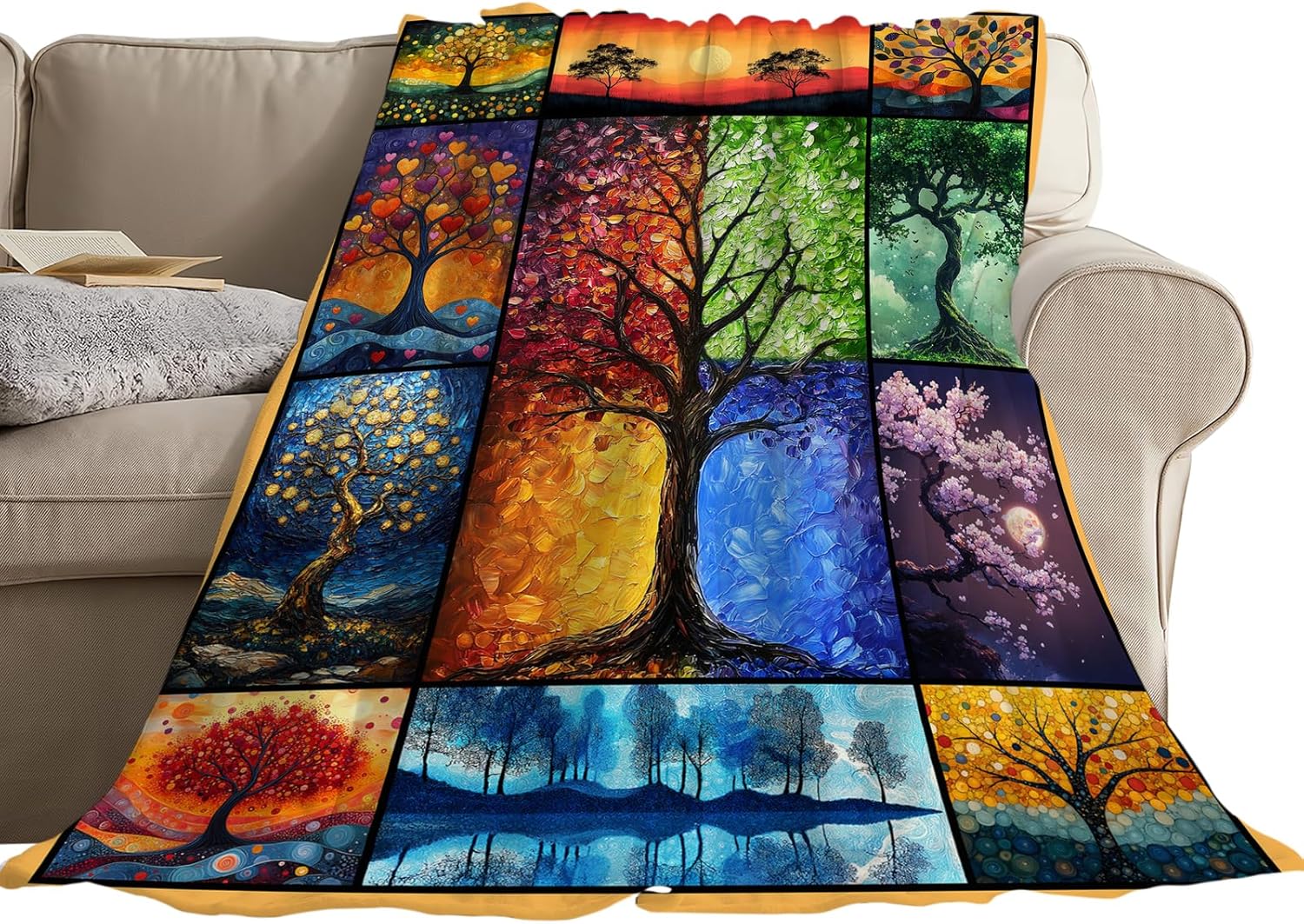 Taimeng Colorful Forest Throw Blanket, Tree of Life Blanket, Tree Stuff Fleece Cozy Flannel Blankets for Lover Gift Kids Teens Women Men Girls Boys 40"X50" - Image 6