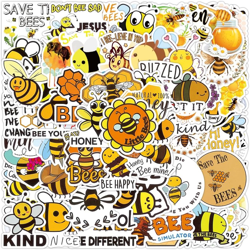 Bee Stickers, 100PCS Funny Bees Animal Stickers, Inspirational Be Yourself Aesthetic Motivational Stickers for Water Bottles Laptop